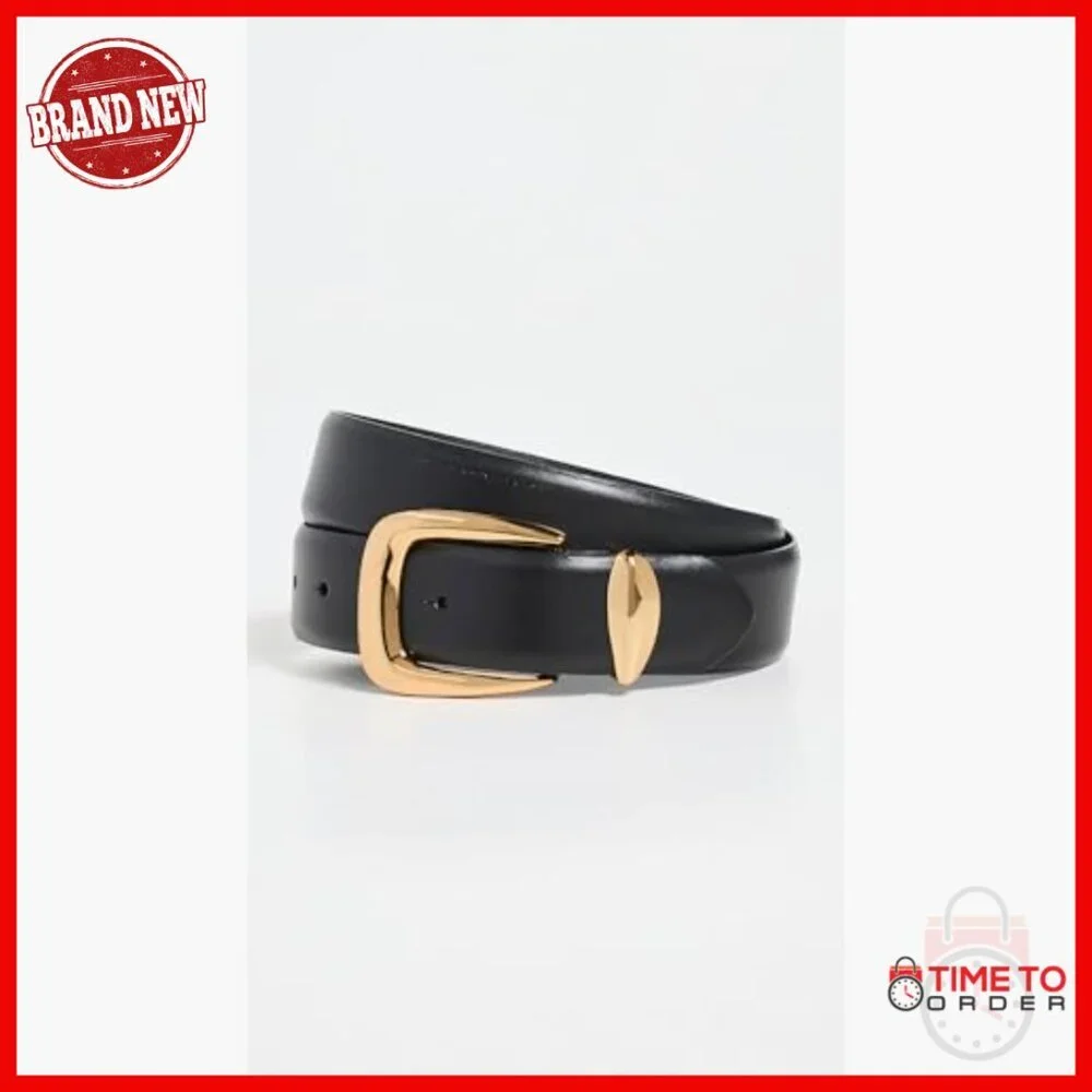 Chunky Leather Waist Belt, Gold Buckle, Small Size, Hip Fit